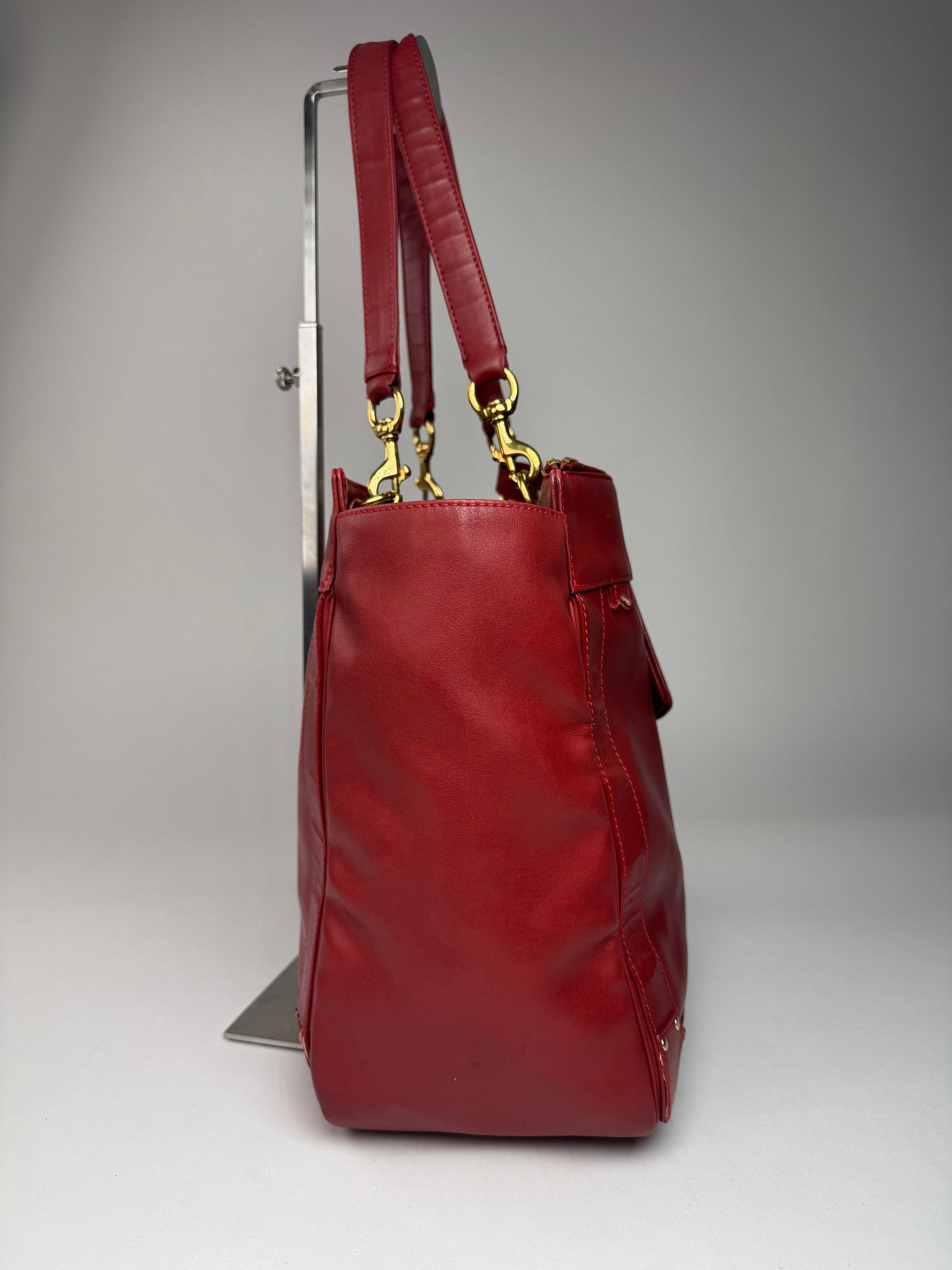 Vintage Chloe Leather Tote Bag Red