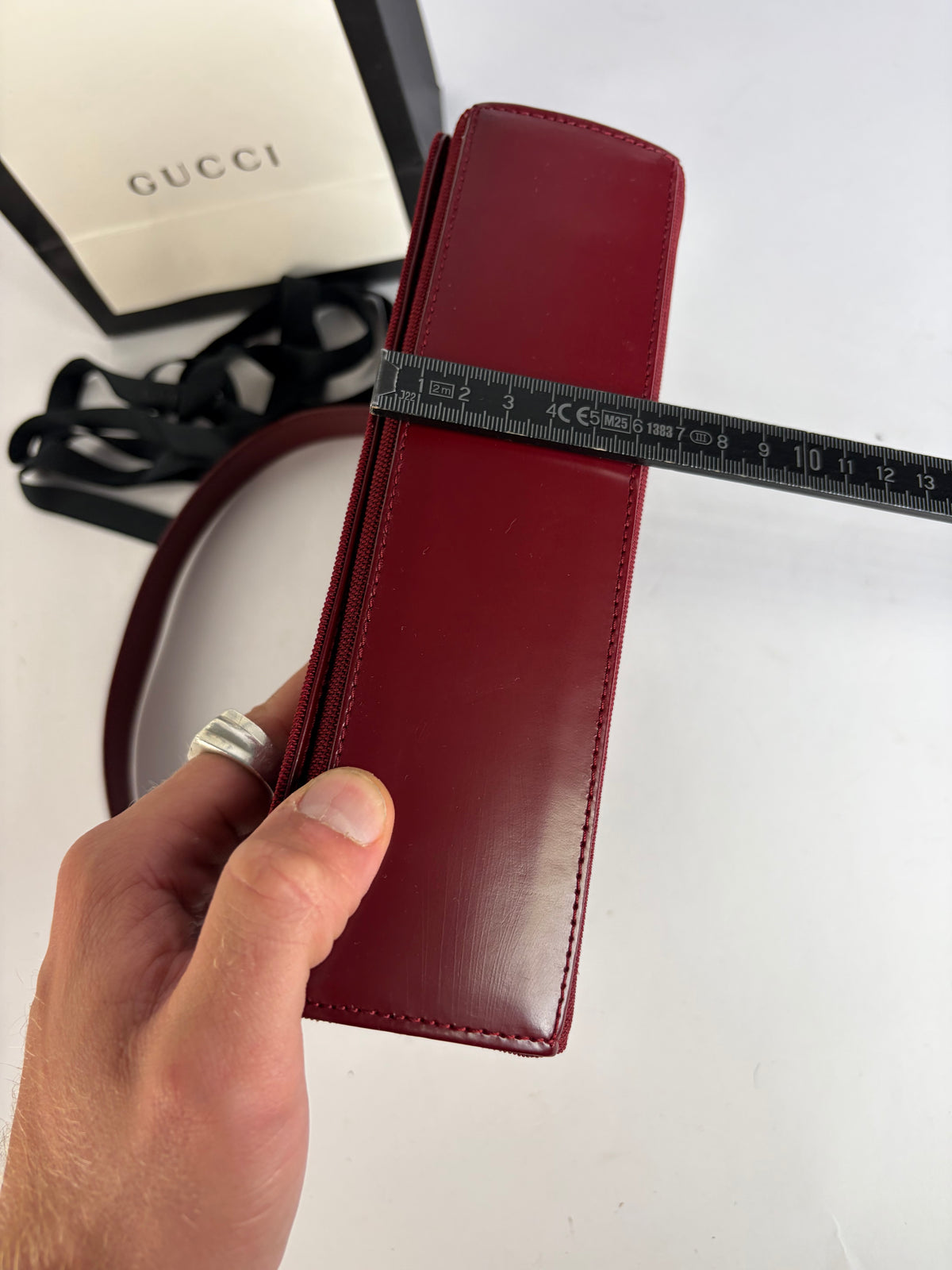 Vintage Gucci Structured Patent Canvas Top-Handle Bag c. 1998 Burgundy