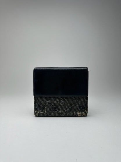 Vintage Gucci Monogram Wallet black gray Jackie