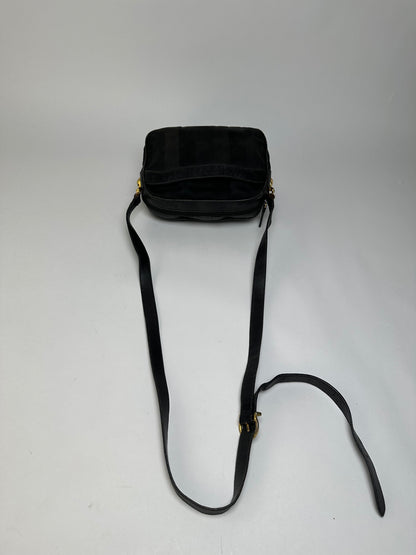 Vintage Ferragamo Flap Crossbody Bag Late 1990s Black Gold