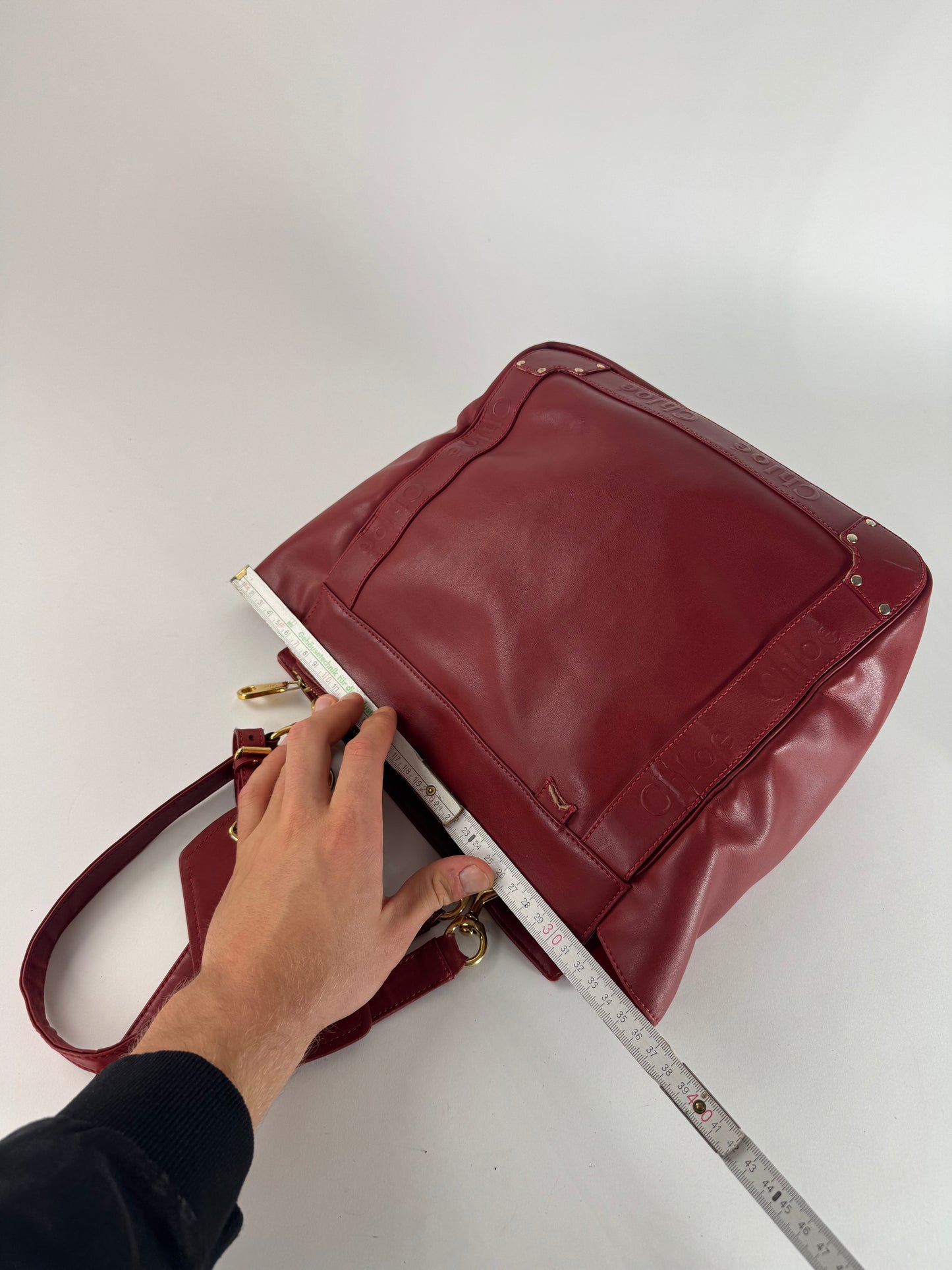 Vintage Chloe Leather Tote Bag Red