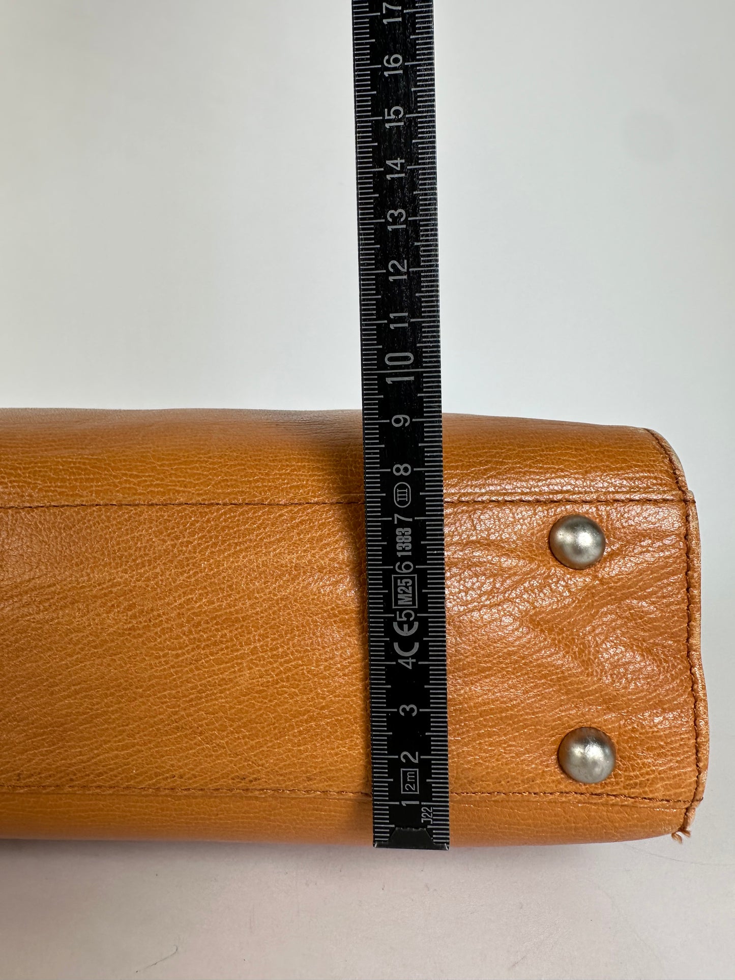 Courreges Tan Leather Tote Bag with Silver-tone Hardware