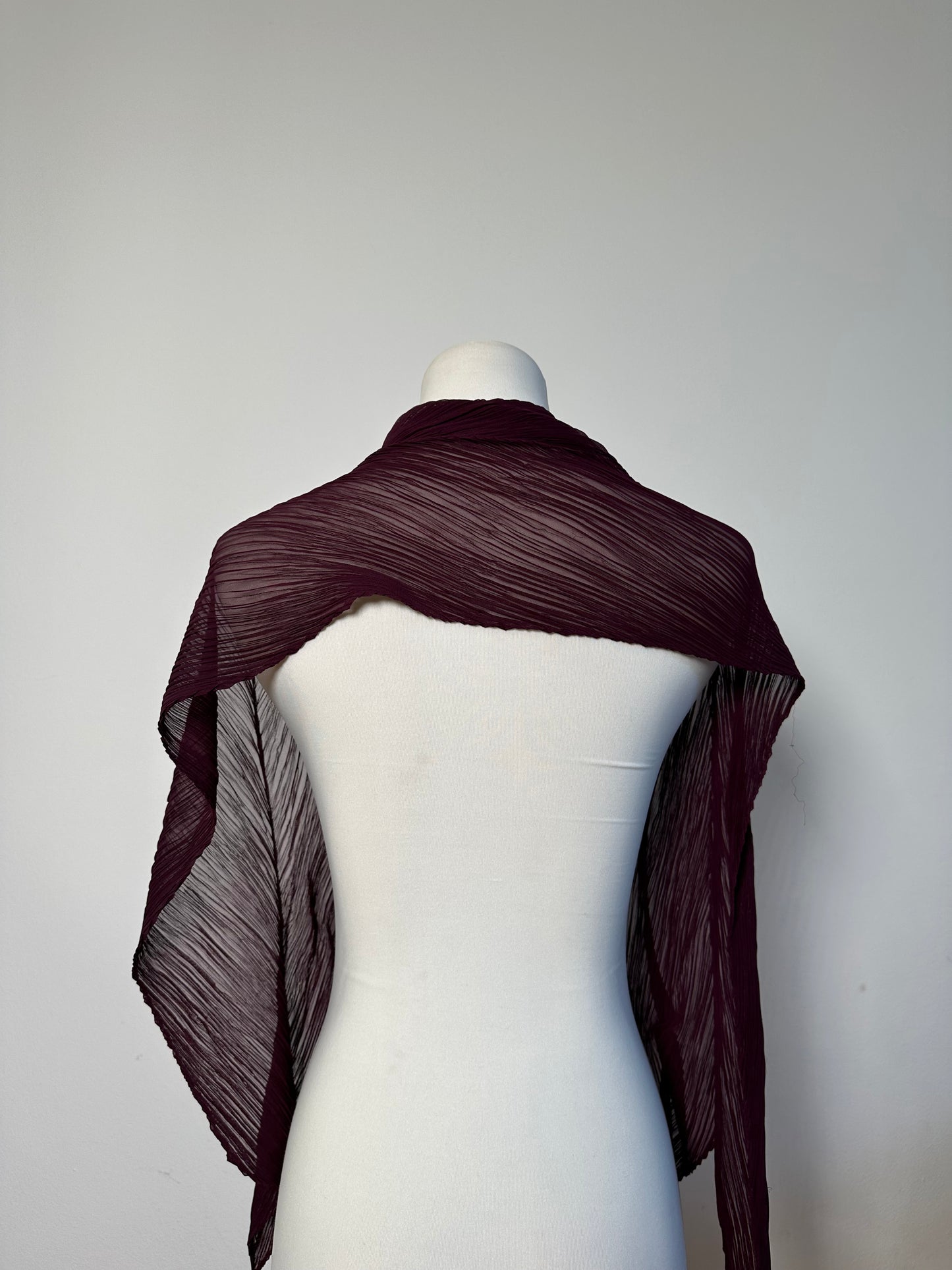 Vintage Pleats Shawl Pleated Synthetic Burgundy