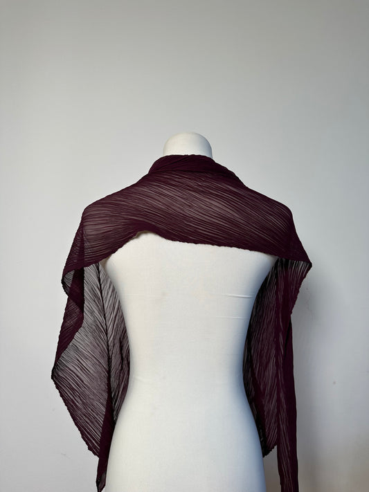 Vintage Pleats Shawl Pleated Synthetic Burgundy