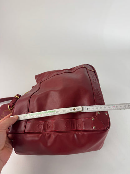 Vintage Chloe Leather Tote Bag Red