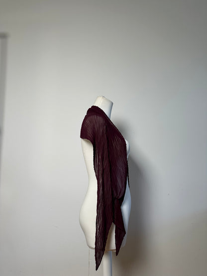 Vintage Pleats Shawl Pleated Synthetic Burgundy