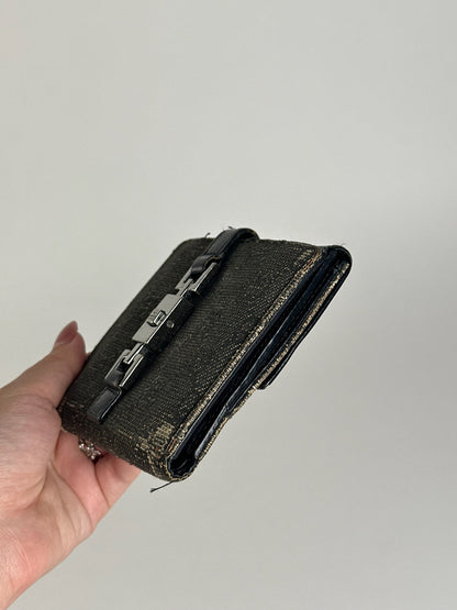 Vintage Gucci Monogram Wallet black gray Jackie