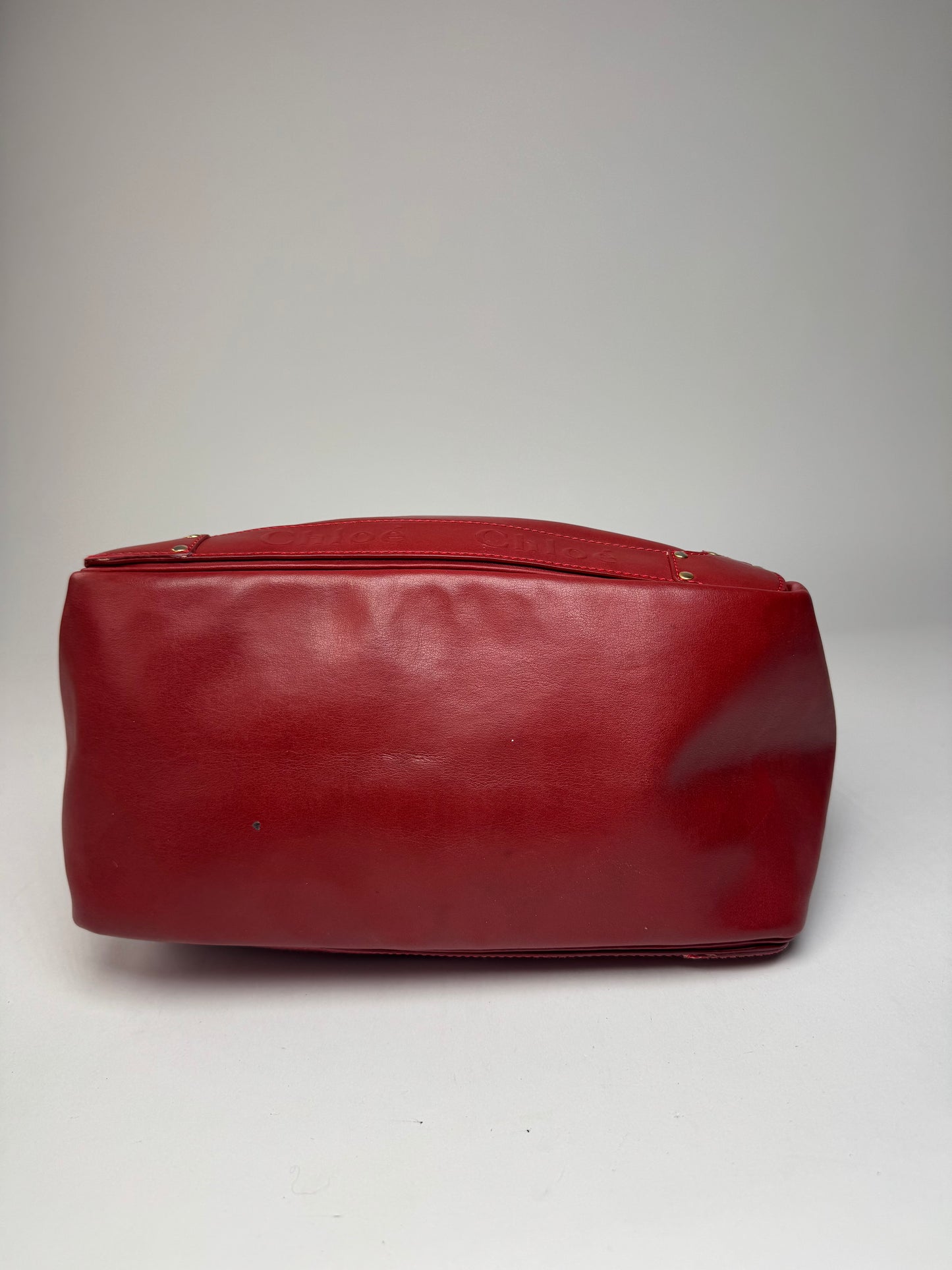 Vintage Chloe Leather Tote Bag Red