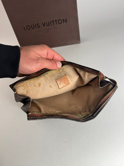 Vintage Louis Vuitton Damier Monogram Leather Clutch Brown