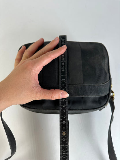 Vintage Ferragamo Flap Crossbody Bag Late 1990s Black Gold