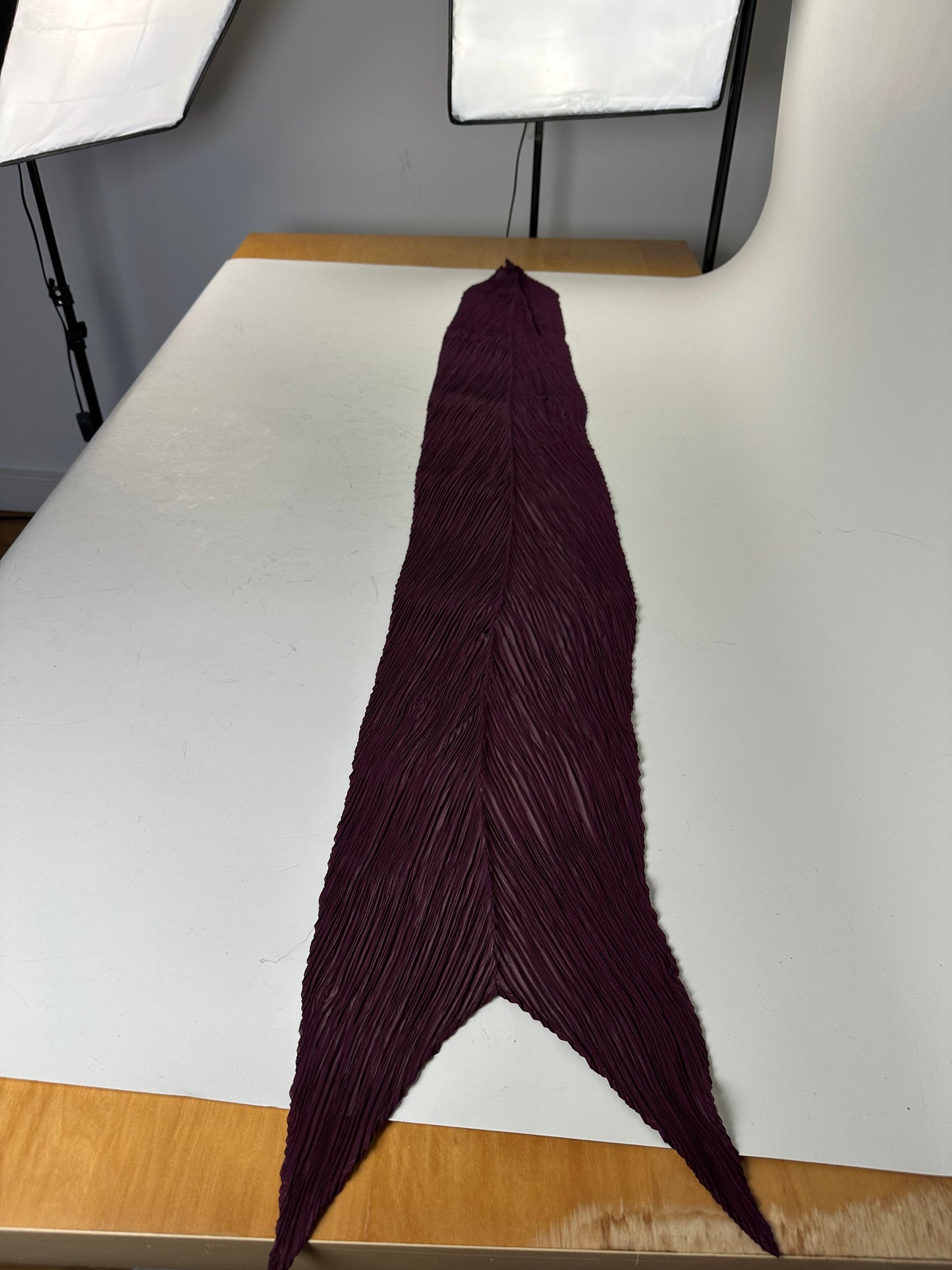 Vintage Pleats Shawl Pleated Synthetic Burgundy