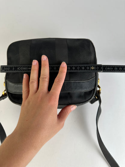 Vintage Ferragamo Flap Crossbody Bag Late 1990s Black Gold
