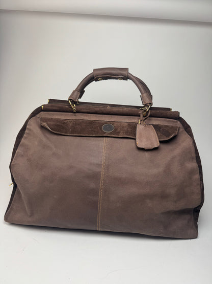 Vintage Fendi Roma Suede Leather Travel Bag Brown