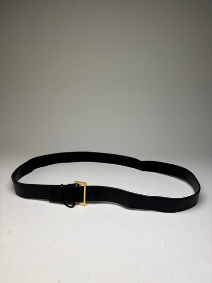 Vintage Gucci Leather Belt Black Gold Buckle