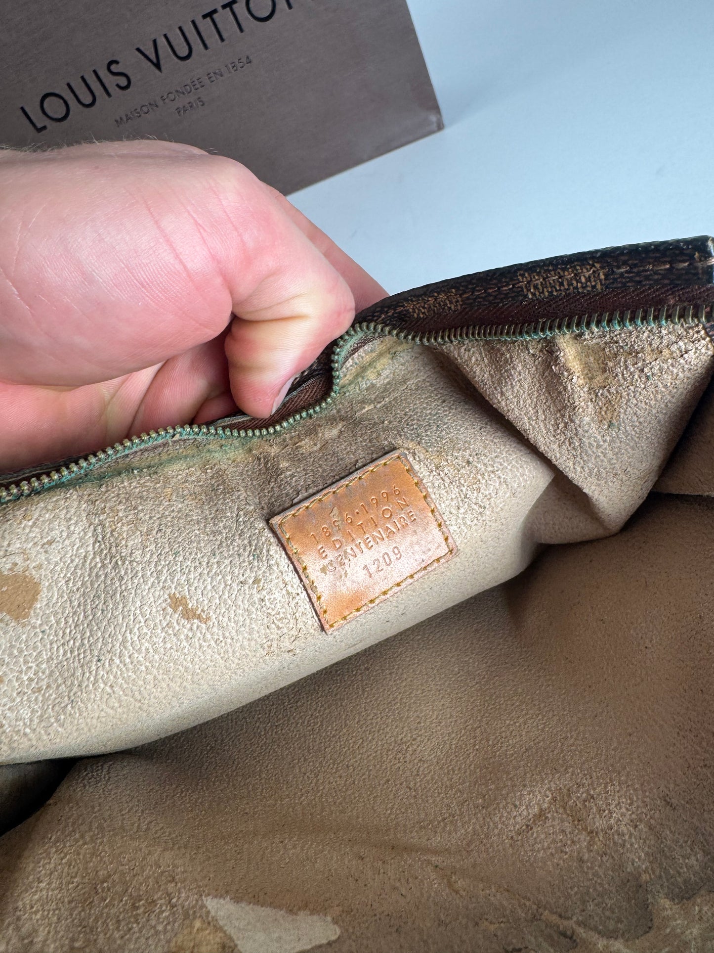 Vintage Louis Vuitton Damier Monogram Leather Clutch Brown