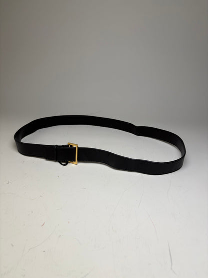 Vintage Gucci Leather Belt Black Gold Buckle