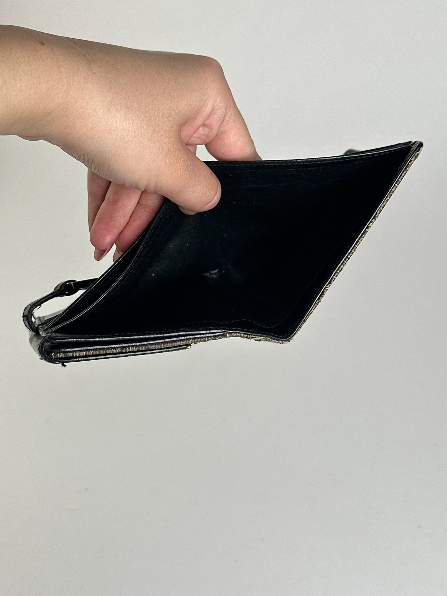 Vintage Gucci Monogram Wallet black gray Jackie