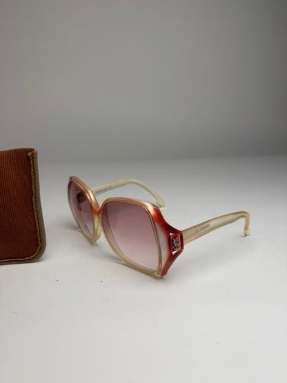 Vintage Yves Saint Laurent Oversized Sunglasses Beige Red