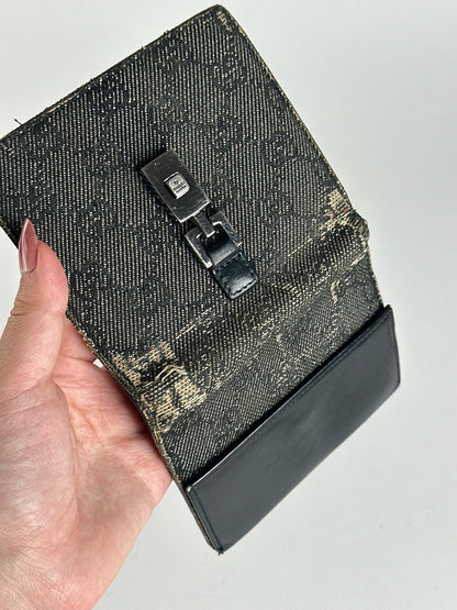 Vintage Gucci Monogram Wallet black gray Jackie