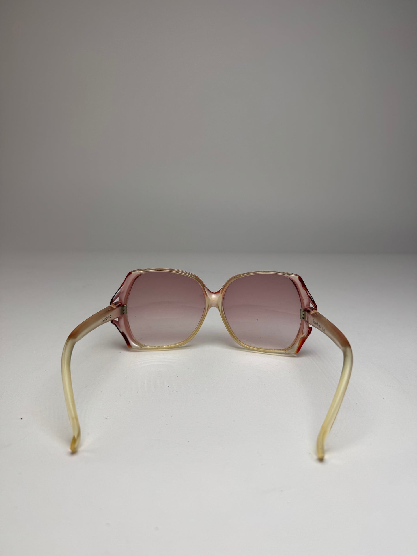 Vintage Yves Saint Laurent Oversized Sunglasses Beige Red