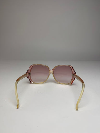 Vintage Yves Saint Laurent Oversized Sunglasses Beige Red