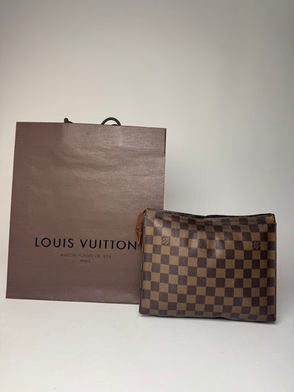 Vintage Louis Vuitton Damier Monogram Leather Clutch Brown
