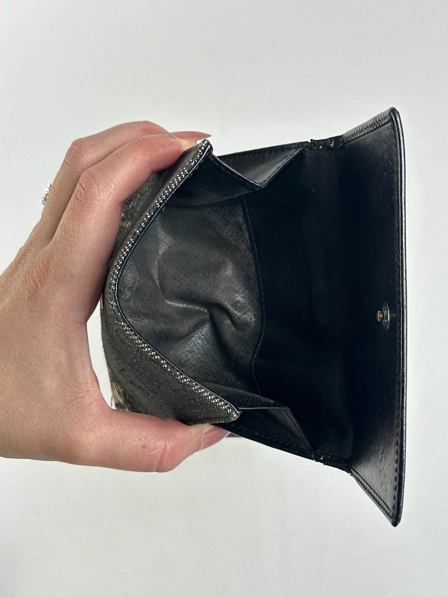 Vintage Gucci Monogram Wallet black gray Jackie