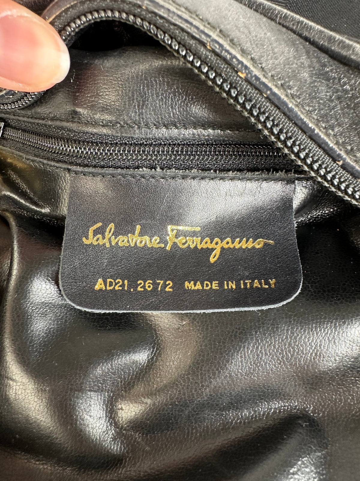 Vintage Ferragamo Flap Crossbody Bag Late 1990s Black Gold