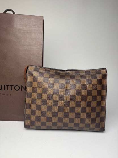 Vintage Louis Vuitton Damier Monogram Leather Clutch Brown