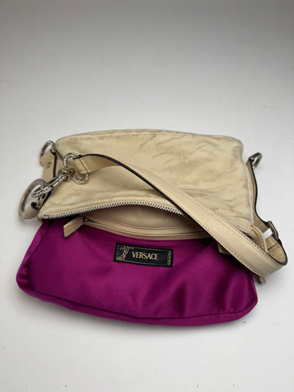 Vintage Versace suede bag beige pink