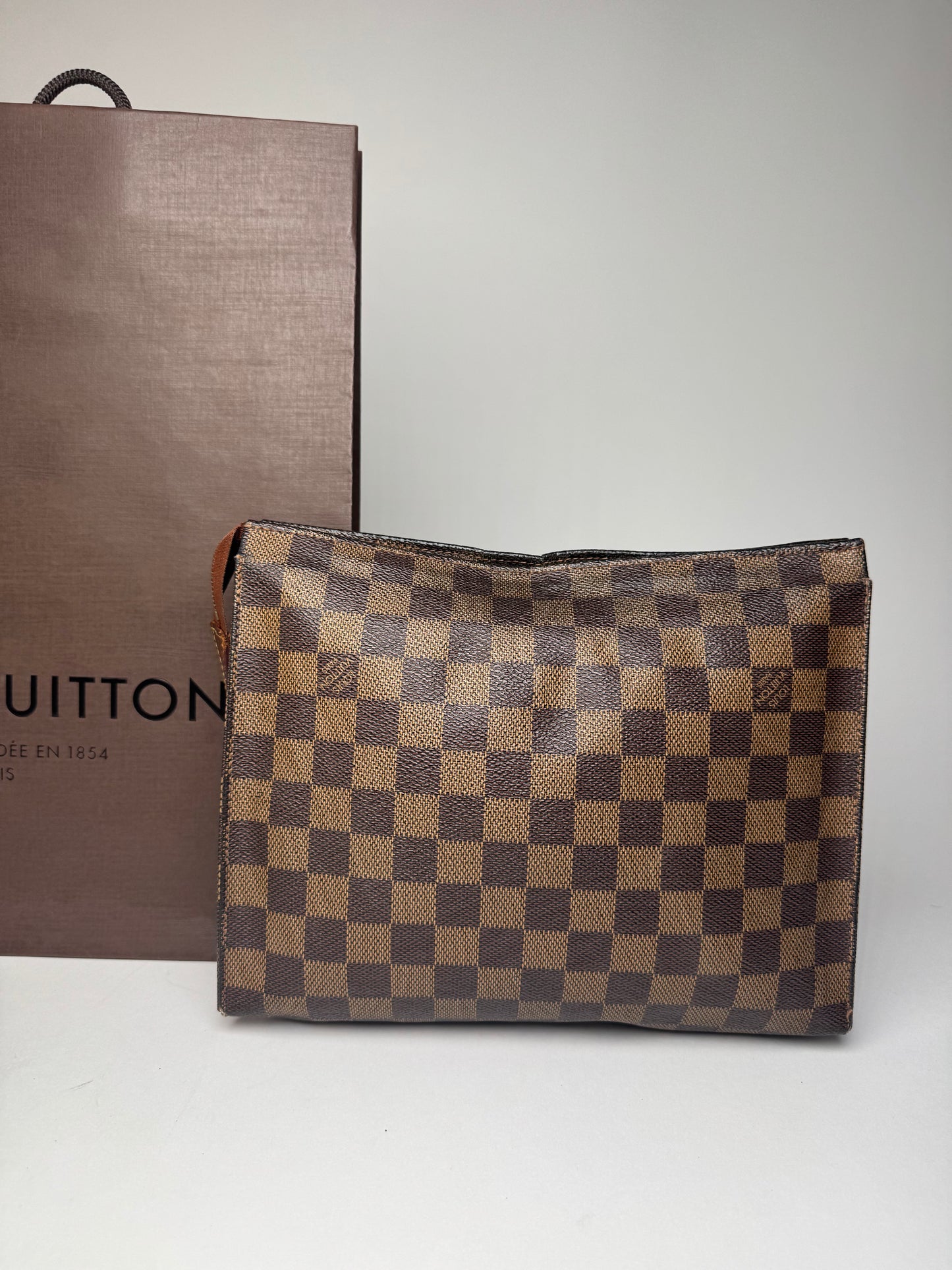 Vintage Louis Vuitton Damier Monogram Leather Clutch Brown