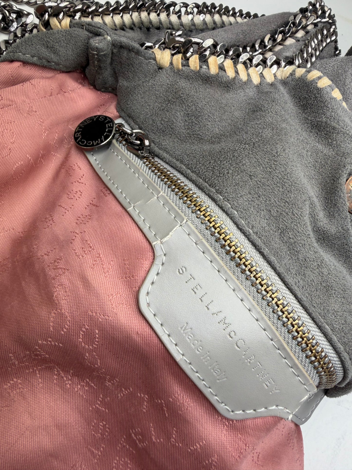 Vintage Stella Mc Cartney Chain-Trim Hobo Bag Grey Beige