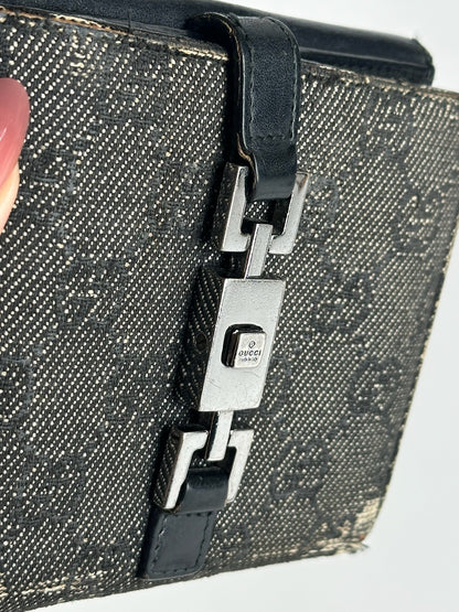 Vintage Gucci Monogram Wallet black gray Jackie