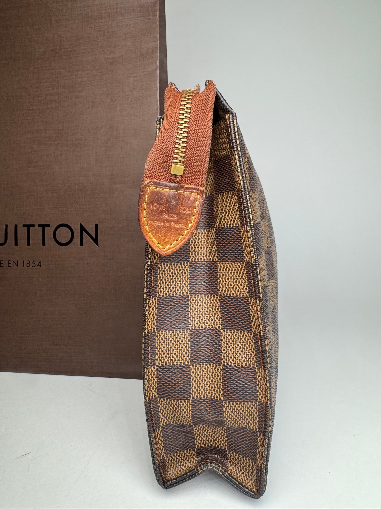 Vintage Louis Vuitton Damier Monogram Leather Clutch Brown