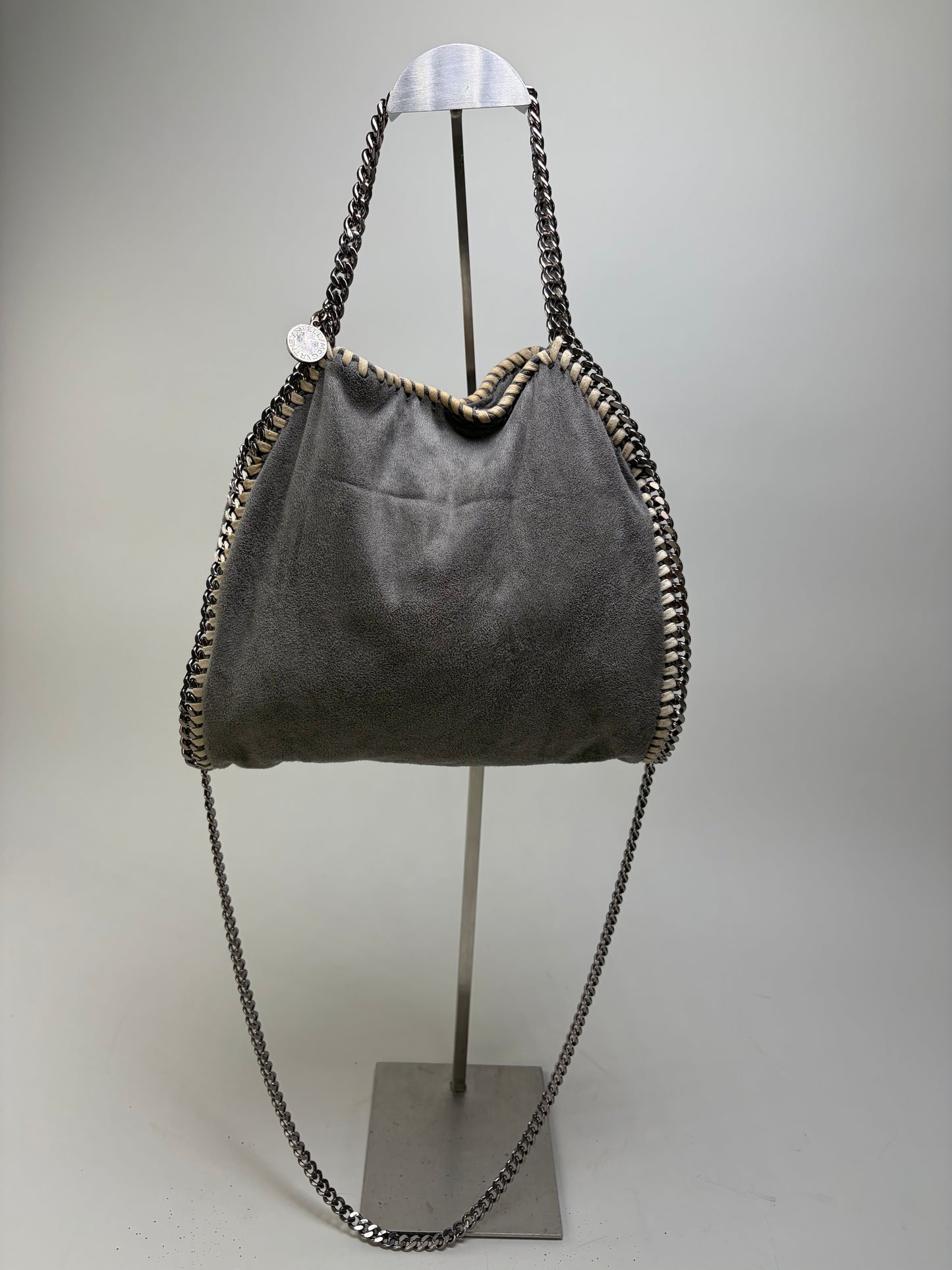 Vintage Stella Mc Cartney Chain-Trim Hobo Bag Grey Beige