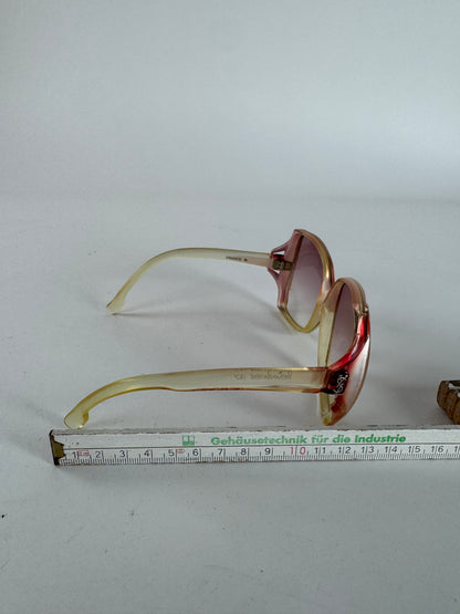 Vintage Yves Saint Laurent Oversized Sunglasses Beige Red