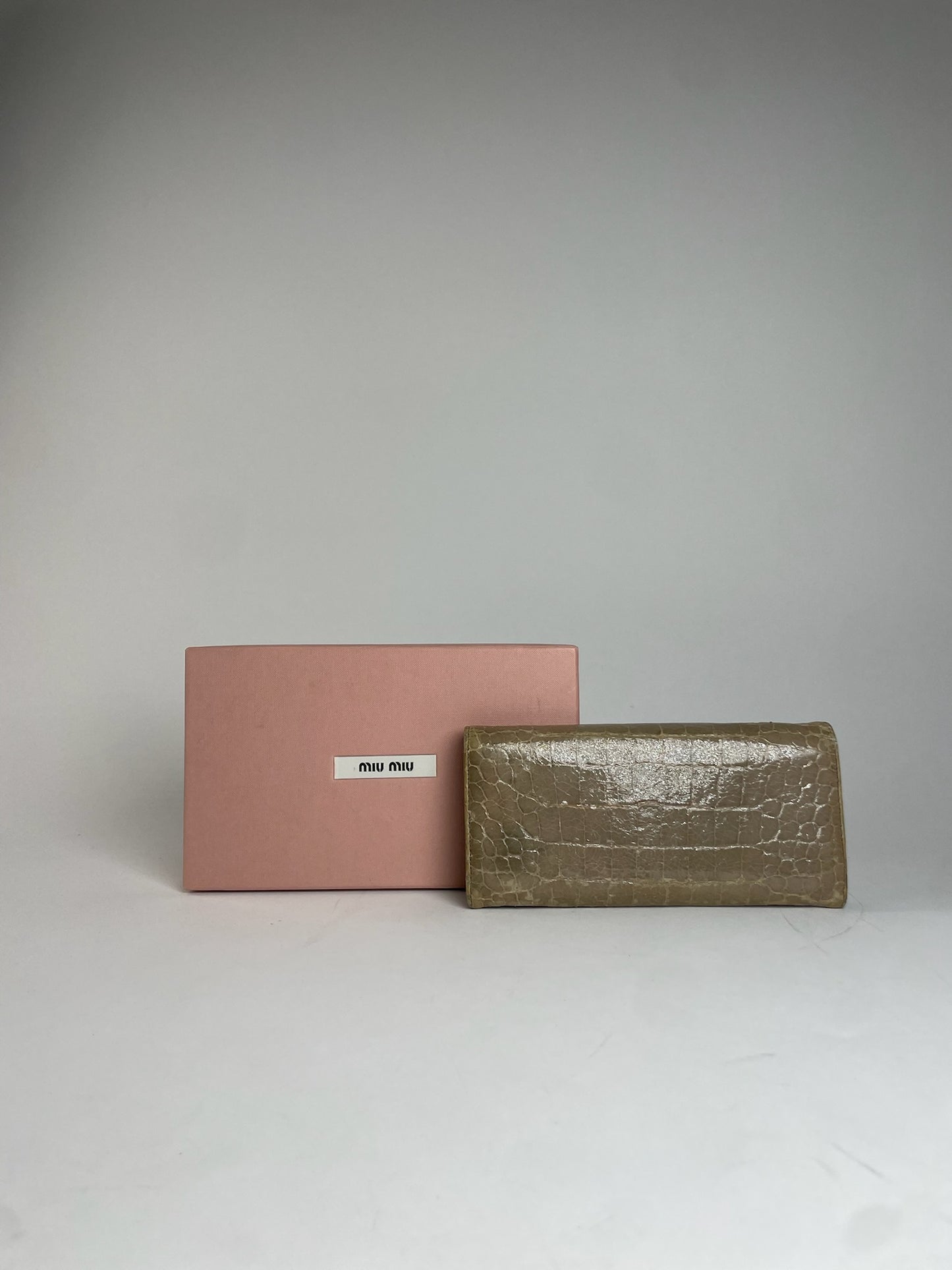 Vintage Miu Miu crocodile Emblossed Leather Wallet Brown