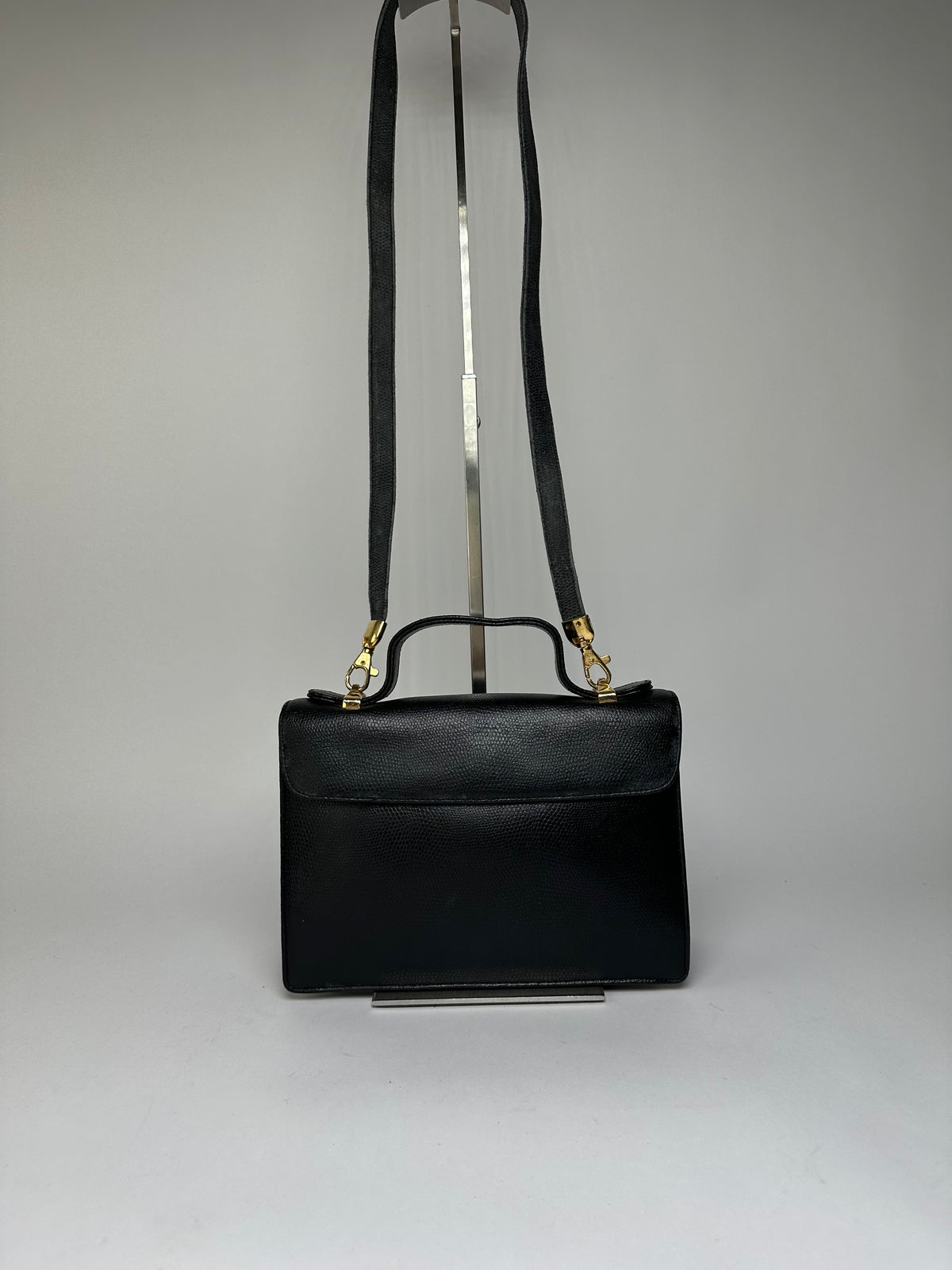 Vintage Givenchy 4G Logo Pebbled Leather Top-Handle Bag c. Late 1970s Black