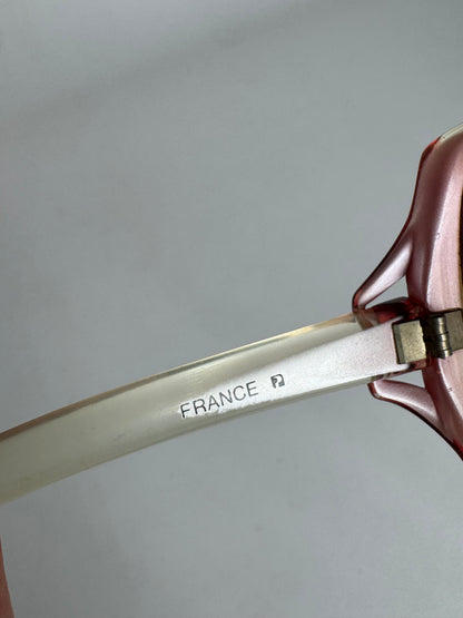 Vintage Yves Saint Laurent Oversized Sunglasses Beige Red