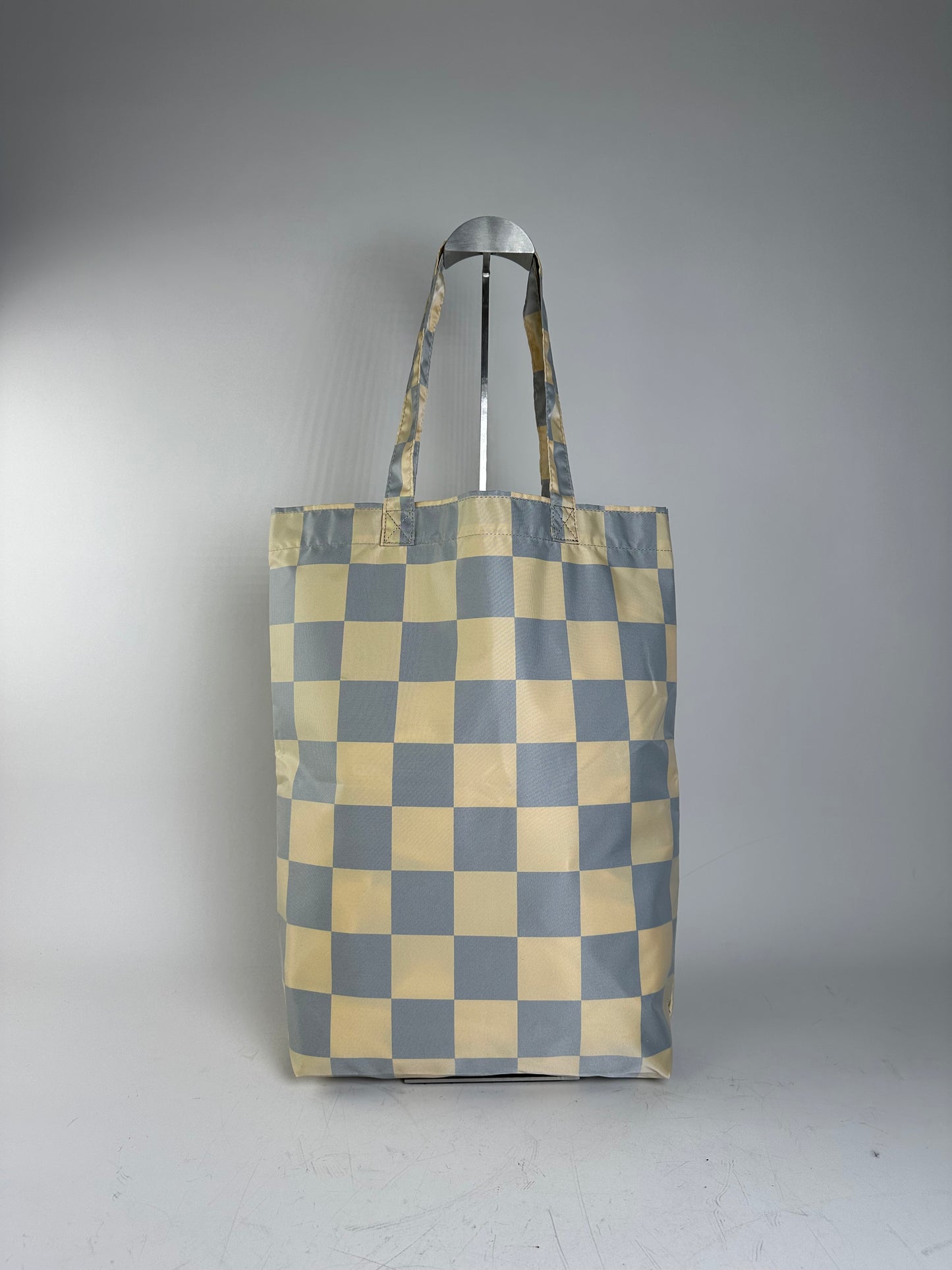 Vintage Comme des Garçons Checkerboard Nylon Tote Light Yellow Grey