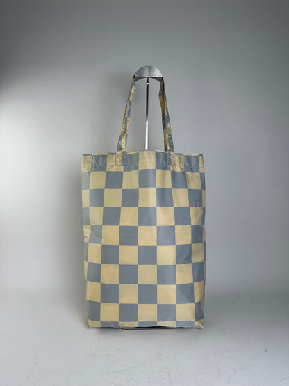 Vintage Comme des Garçons Checkerboard Nylon Tote Light Yellow Grey