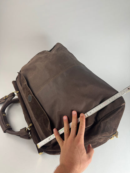 Vintage Fendi Roma Suede Leather Travel Bag Brown