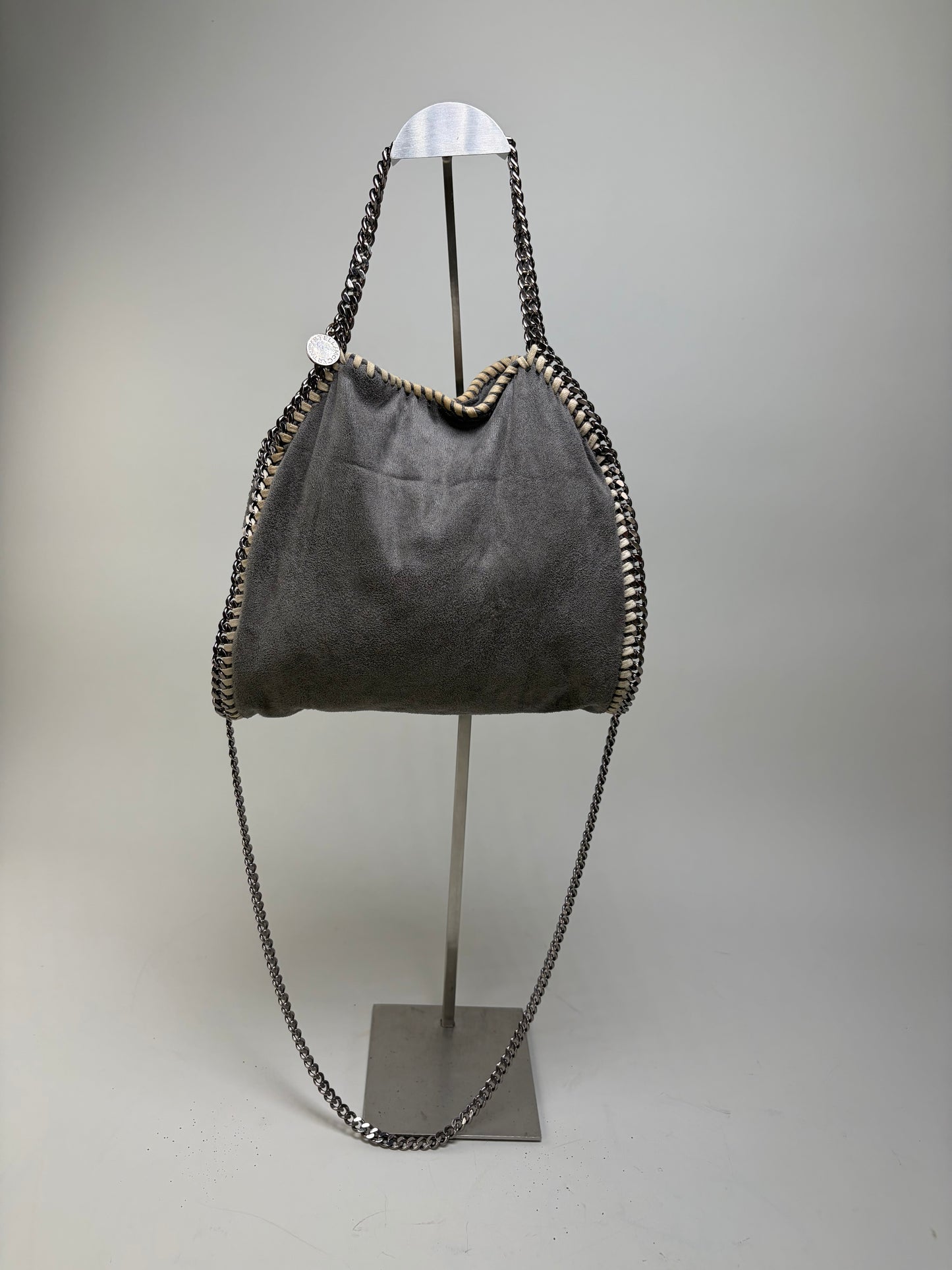 Vintage Stella Mc Cartney Chain-Trim Hobo Bag Grey Beige