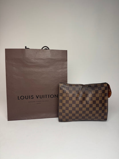 Vintage Louis Vuitton Damier Monogram Leather Clutch Brown