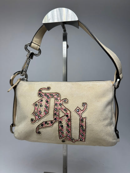 Vintage Versace suede bag beige pink