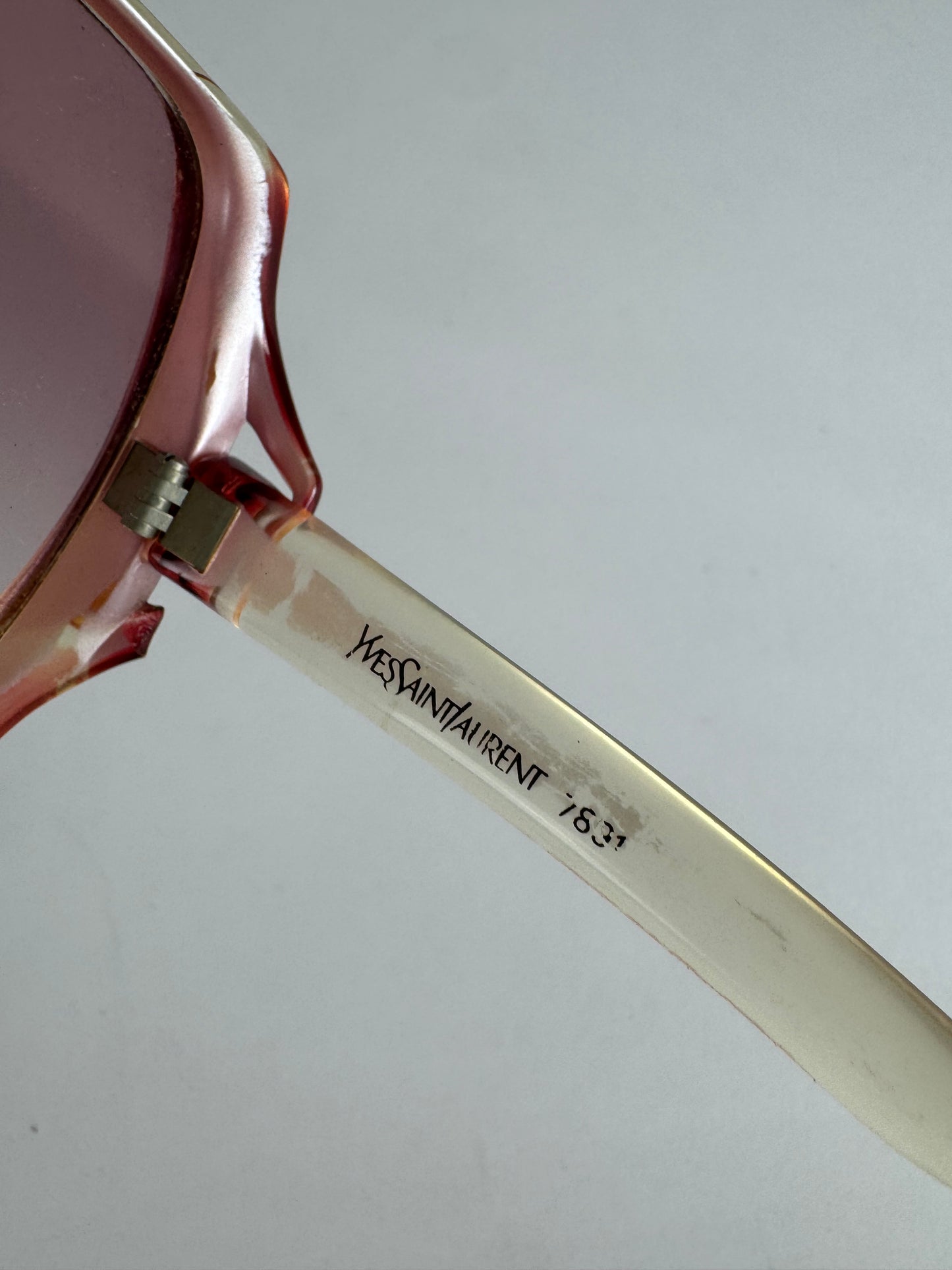 Vintage Yves Saint Laurent Oversized Sunglasses Beige Red