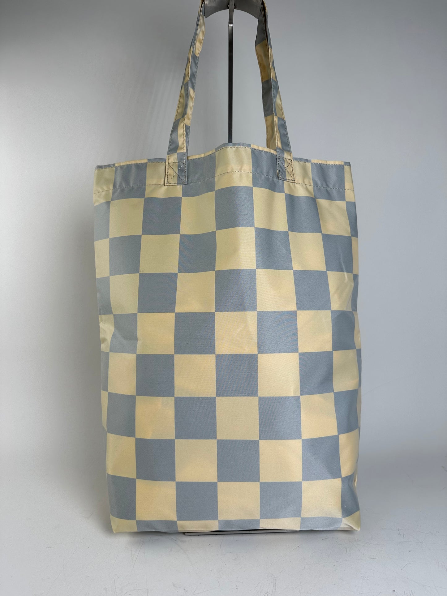 Vintage Comme des Garçons Checkerboard Nylon Tote Light Yellow Grey