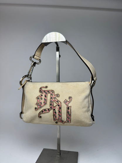 Vintage Versace suede bag beige pink