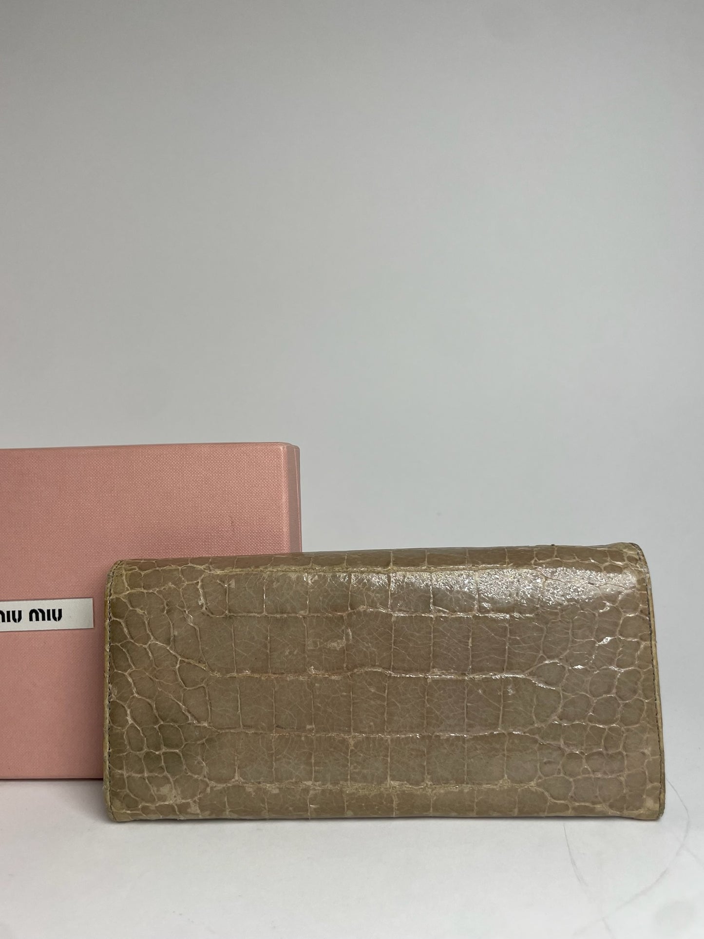 Vintage Miu Miu crocodile Emblossed Leather Wallet Brown