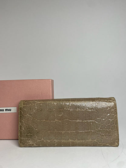 Vintage Miu Miu crocodile Emblossed Leather Wallet Brown